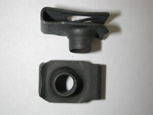Two views of a black M8-1.25mm U-nut with a 25mm reach, identified as Ford part number N623333-S2.