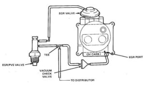 A technical description page from the Ford Shop Manual detailing the four types of EGR valves and typical system components like PVS and TVS switches.