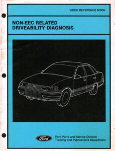 Ford Motor Company's 1986 Non-EEC Related Driveability Diagnosis training manual, listing seven major sections: Introduction, Vacuum System, Ignition System, Mechanical System, Air Intake System, Fuel System, Emission Systems, and Glossary of Technical Terms.