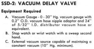 A scanned page from a 1980 Ford workshop manual showing instructional steps and data tables for Vacuum Delay Valve and Retard Delay Valve testing.
