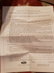 A technical instruction sheet showing a side profile of a Bullnose truck with arrows indicating stripe placement, squeegee techniques, and surface preparation steps.