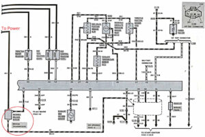 A wiring schematic from the 1986 EVTM showing the Inferred Mileage Sensor circuit and its connection to the Electronic Control Assembly (ECA).